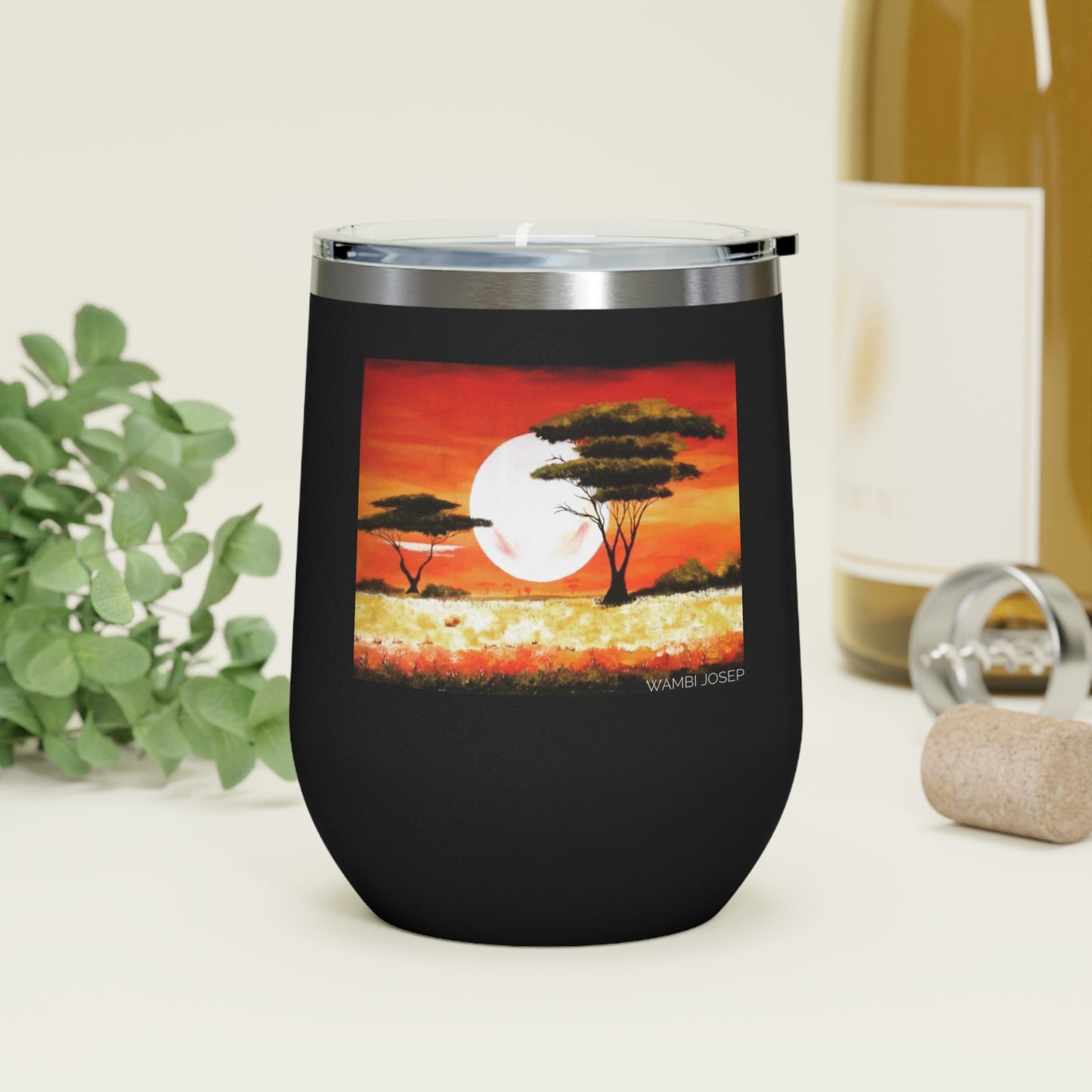 "Moon Lit Savannah" African Artwork on a 12oz Insulated Tumbler