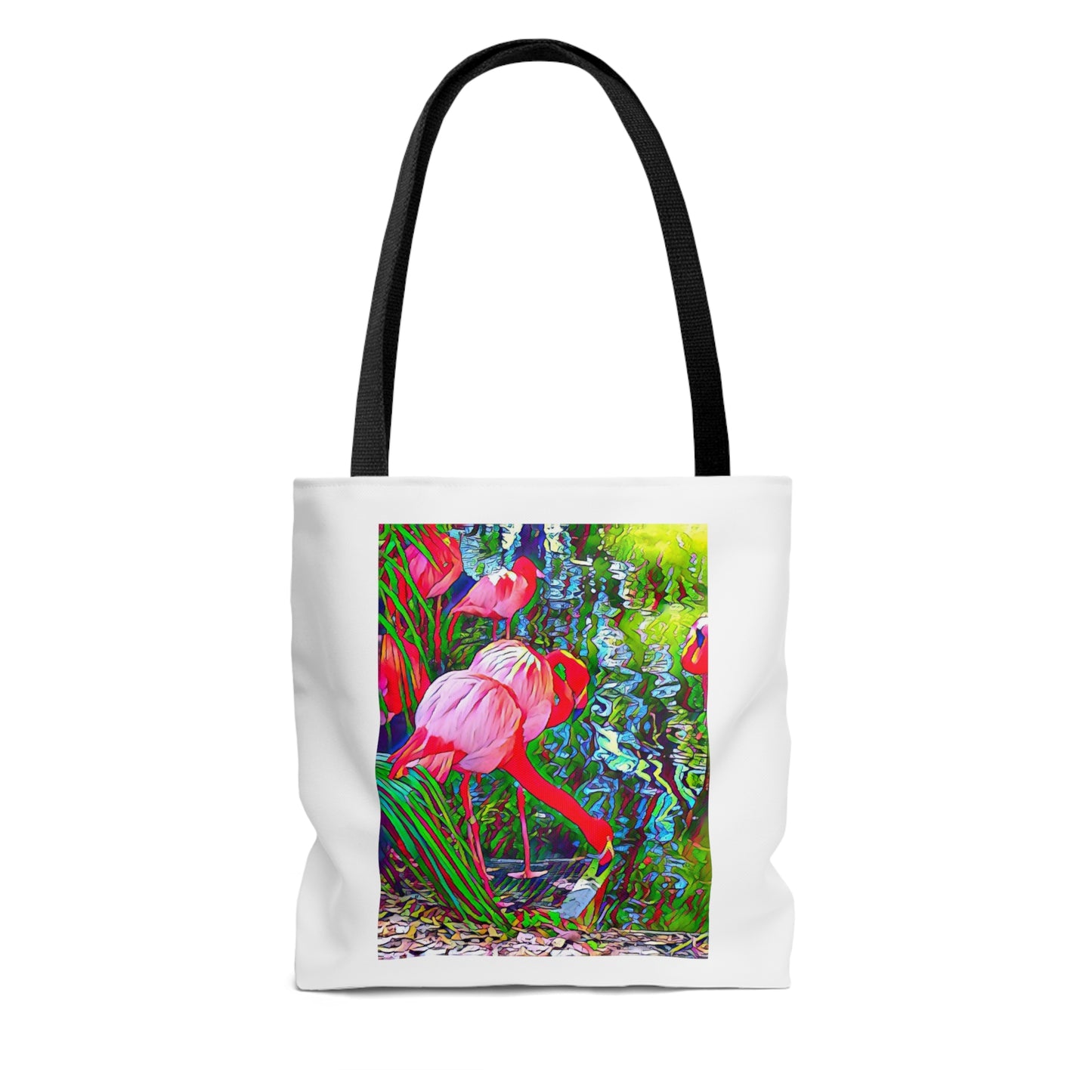 Brilliant and Colorful Flamingo Sporty Beach Tote Bag (AOP)