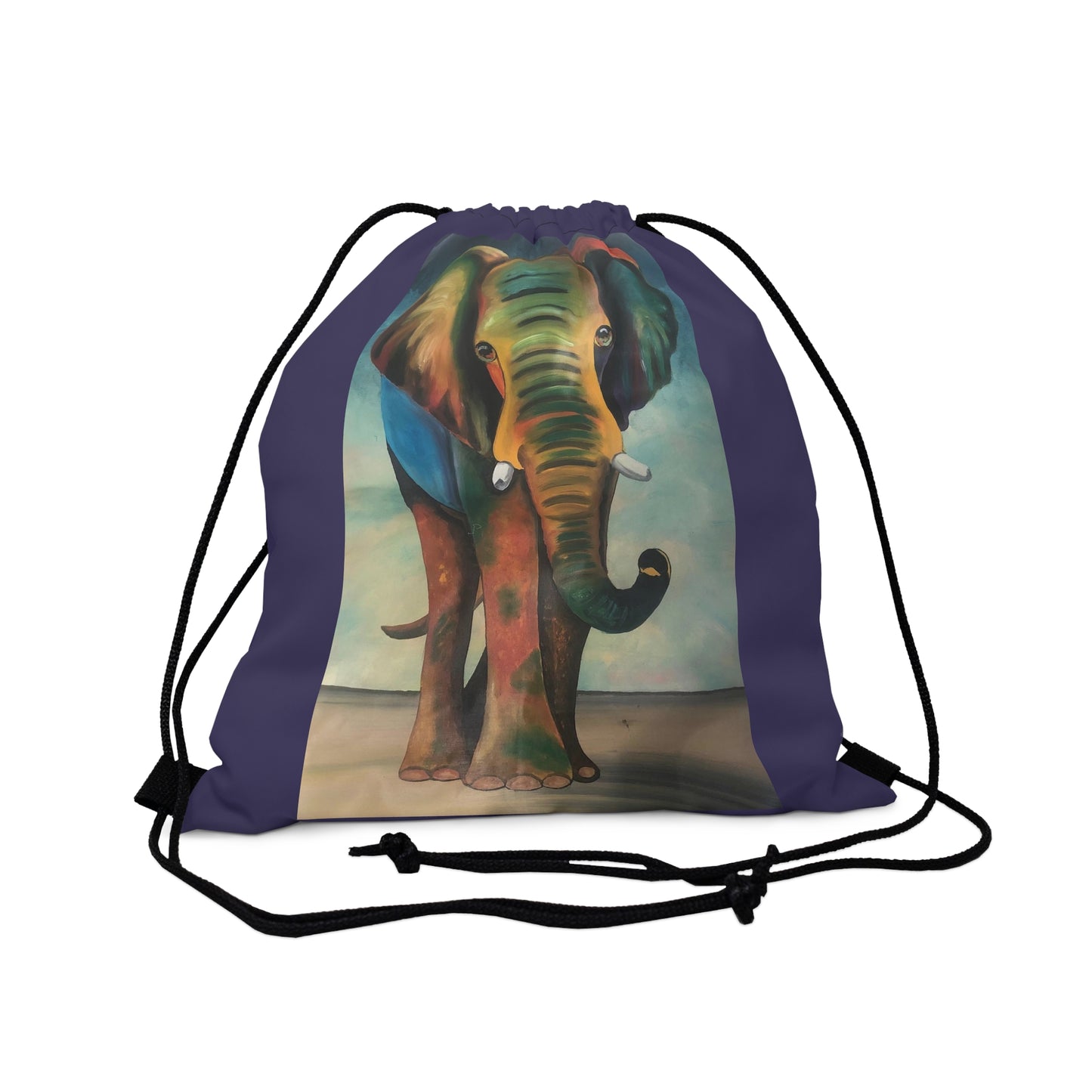 Great African Elephant with Rich Purple trim on a Drawstring Bag