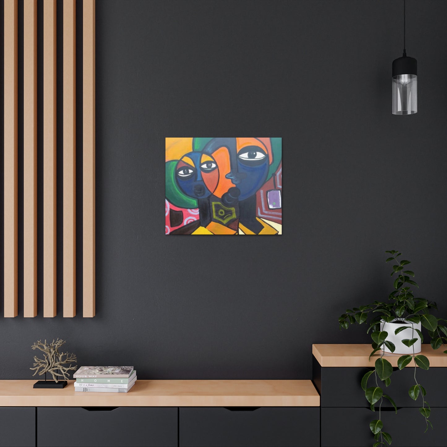 Colorful African Folk Art Painting Canvas with Gallery Style Wrap