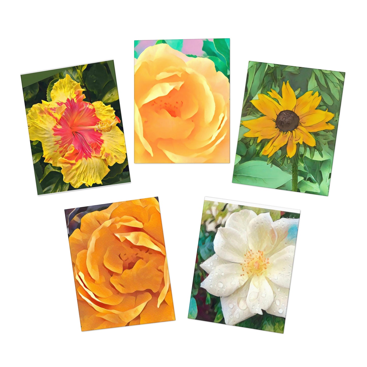 Cheerful Floral Notecards will Brighten Someone's Day!  Multi-Design Greeting Cards (5-Pack) - Blank inside
