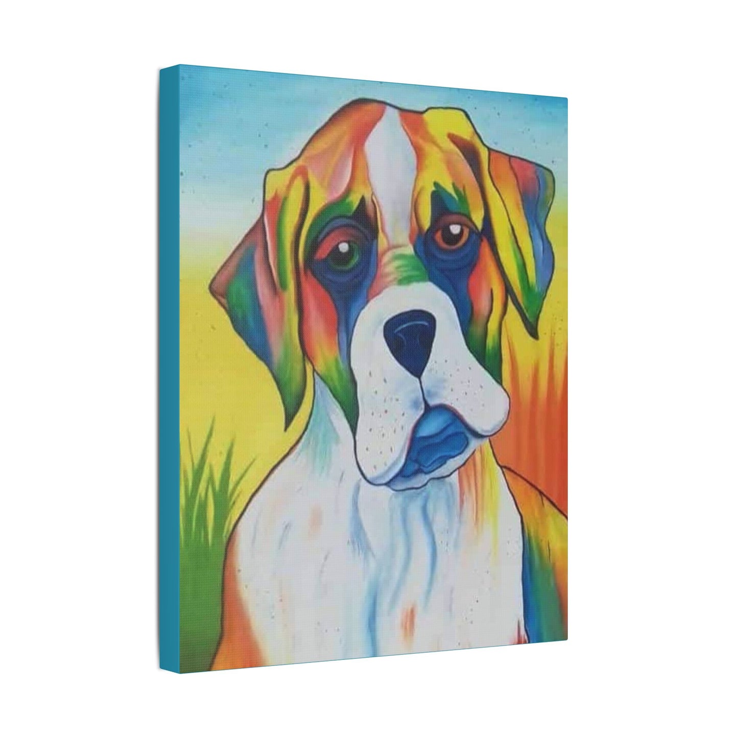 Dog Lovers Puppy Canvas Print in Colorful Array on Satin Canvas, Stretched