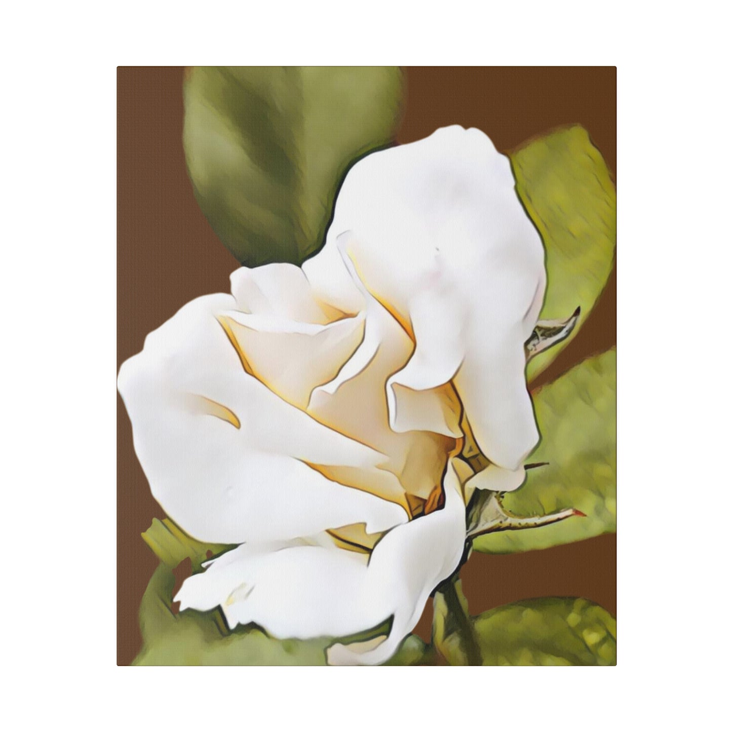 Beautiful White Rose Bud on a Matte Canvas, Stretched, 0.75"