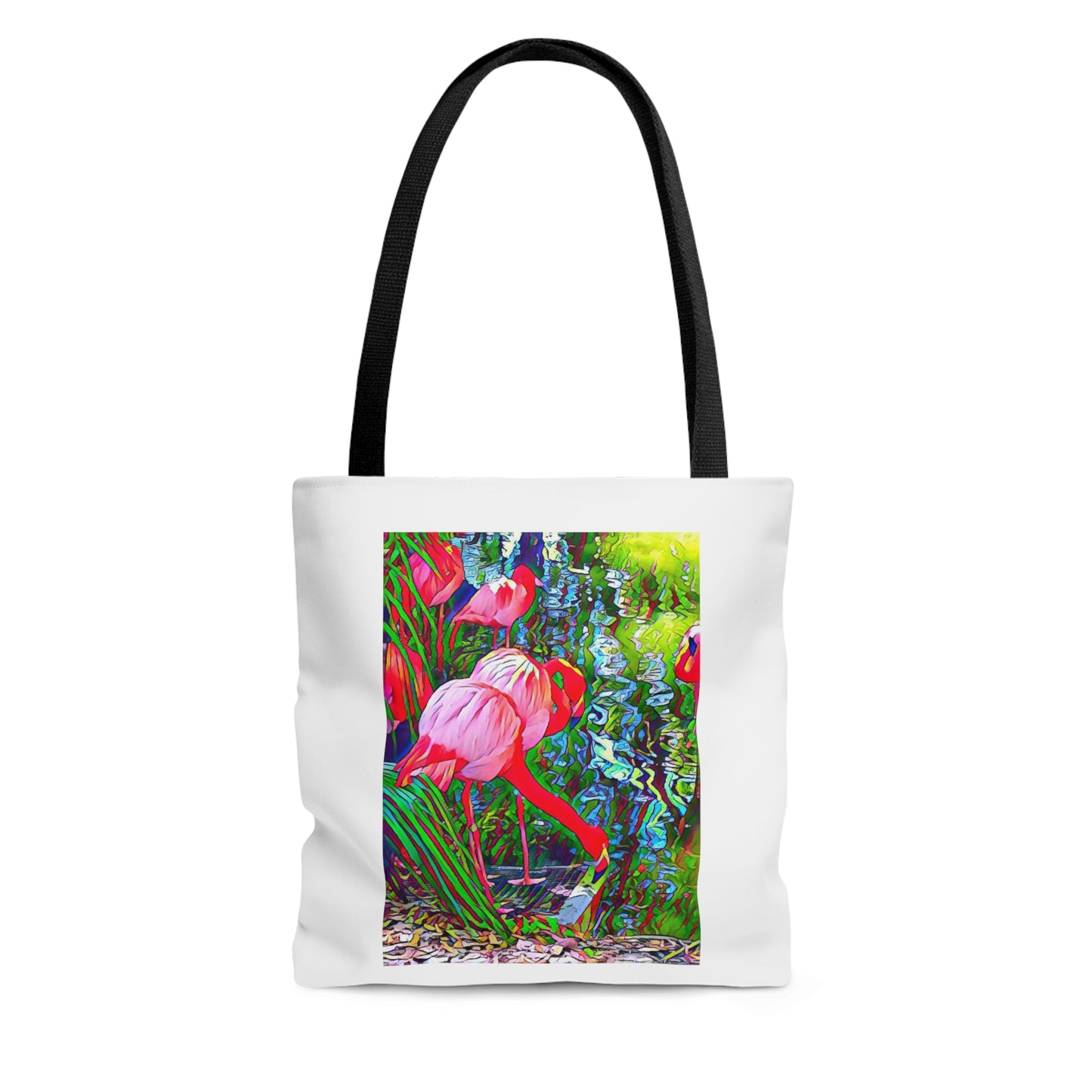 Brilliant and Colorful Flamingo Sporty Beach Tote Bag (AOP)