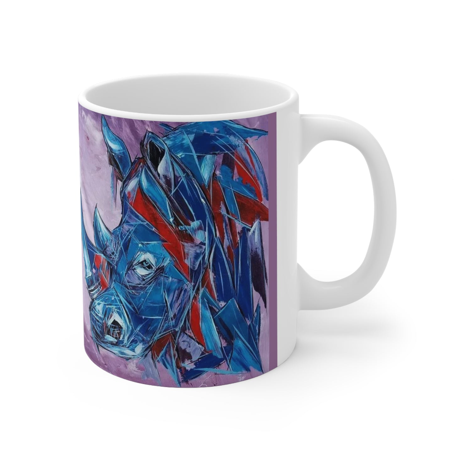 "Blue Rhino" African Artwork by Wambi Joseph on a Ceramic Mug 11oz