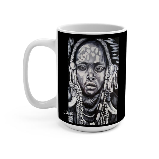 African Tribesman Ceramic Coffee Mug 15oz - Artwork done by Wambi Joseph