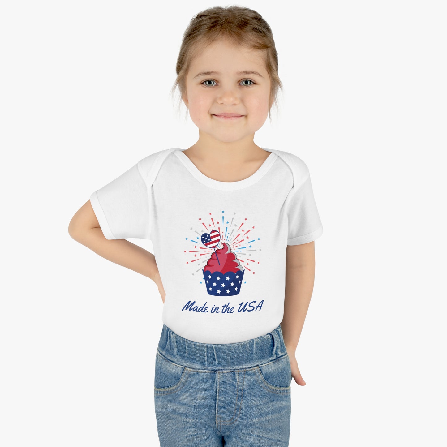 "Made in the USA" American Patriot Infant Baby Rib Bodysuit 100% Cotton