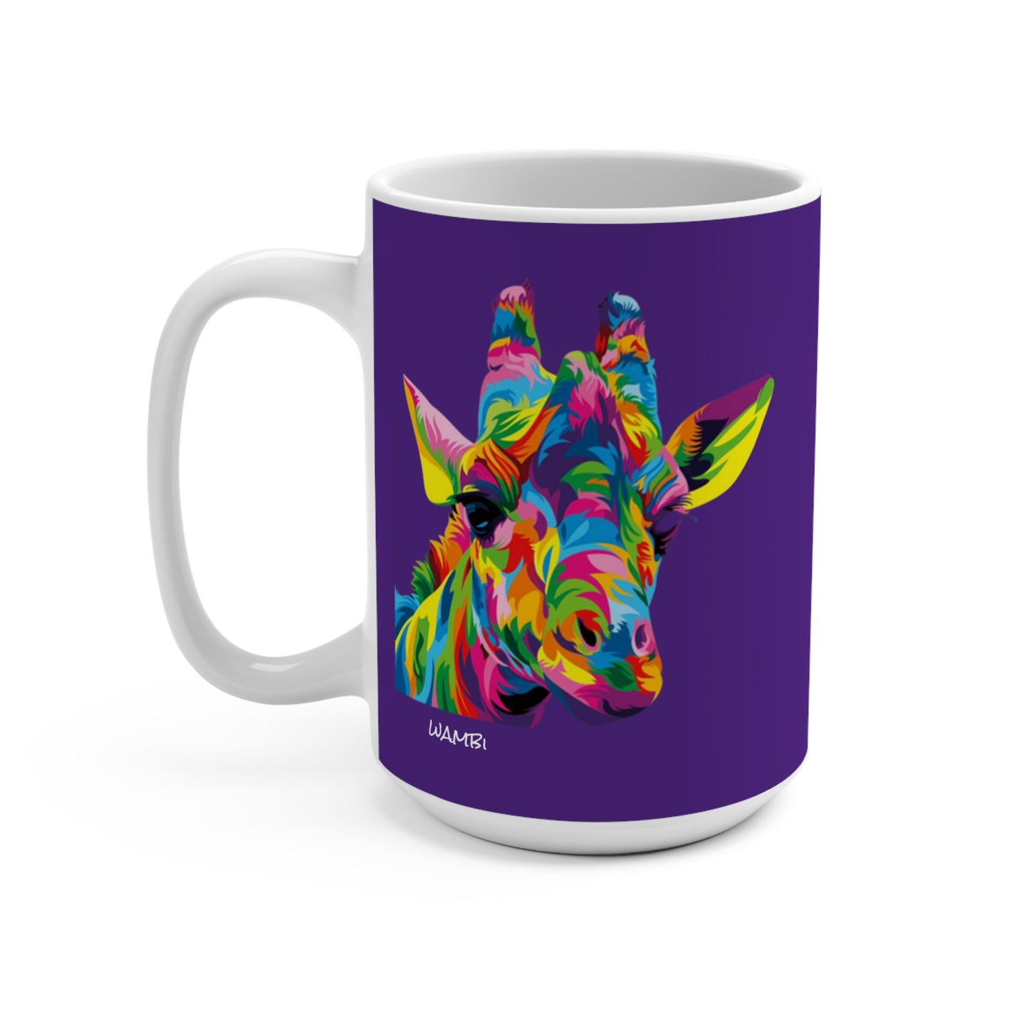 Purple Colorful Giraffe Ceramic Coffee Mug 15oz