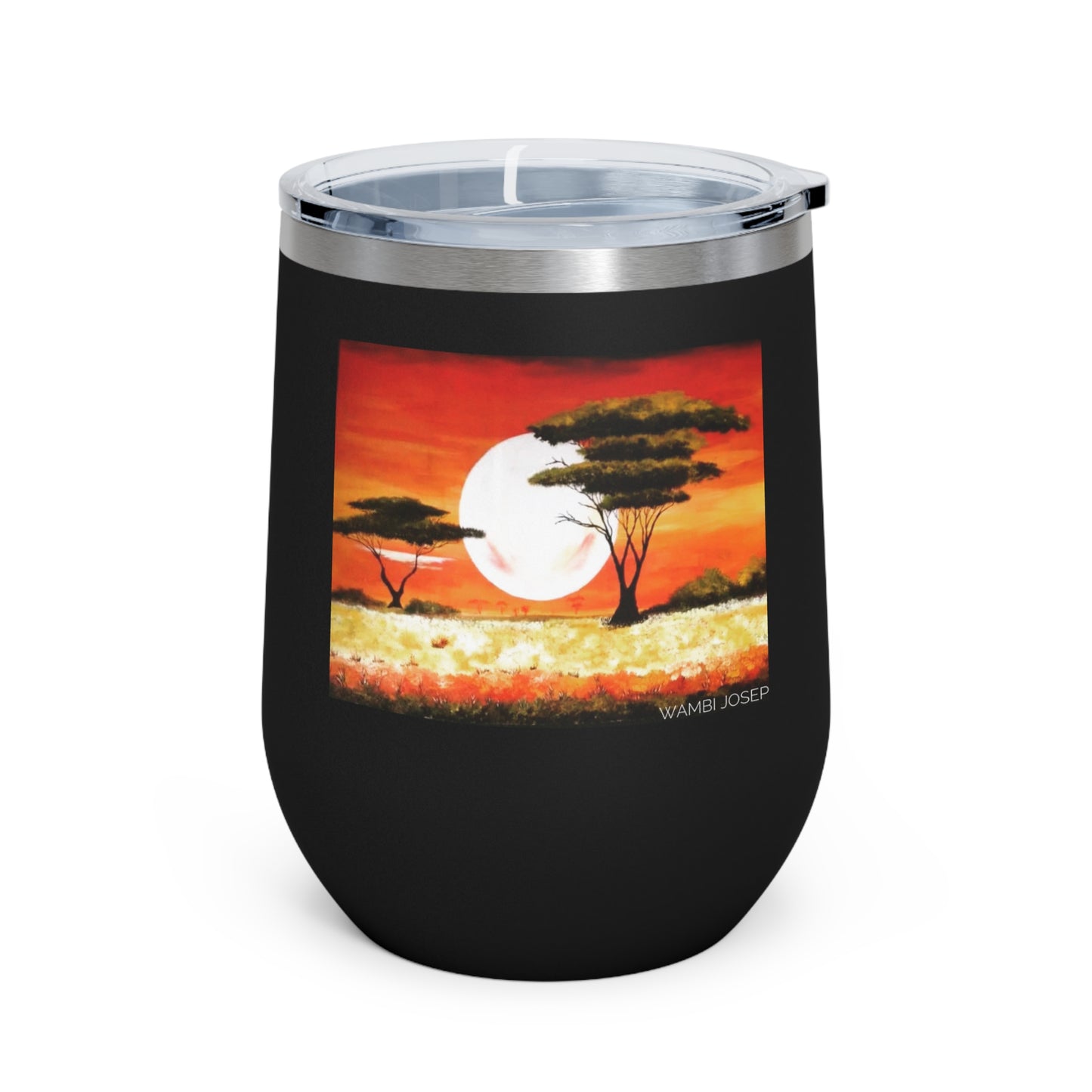 "Moon Lit Savannah" African Artwork on a 12oz Insulated Tumbler