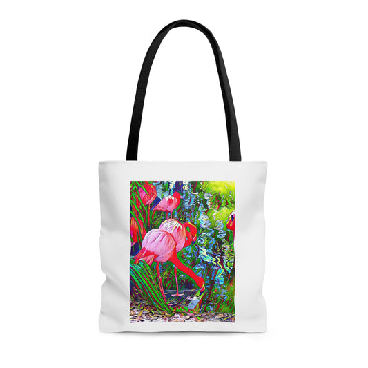 Brilliant and Colorful Flamingo Sporty Beach Tote Bag (AOP)