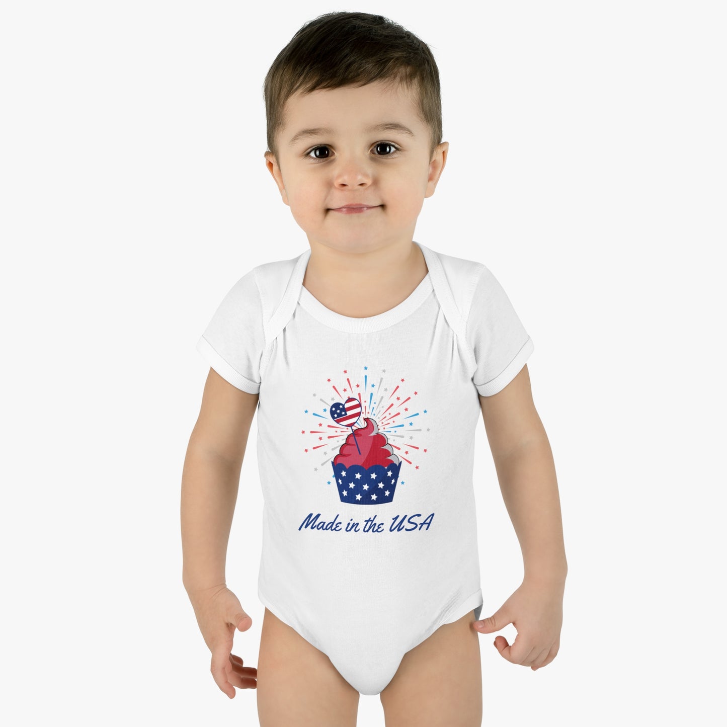 "Made in the USA" American Patriot Infant Baby Rib Bodysuit 100% Cotton