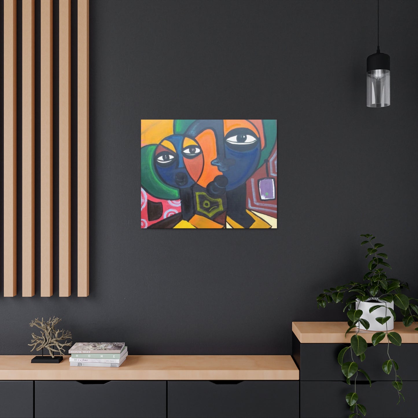 Colorful African Folk Art Painting Canvas with Gallery Style Wrap