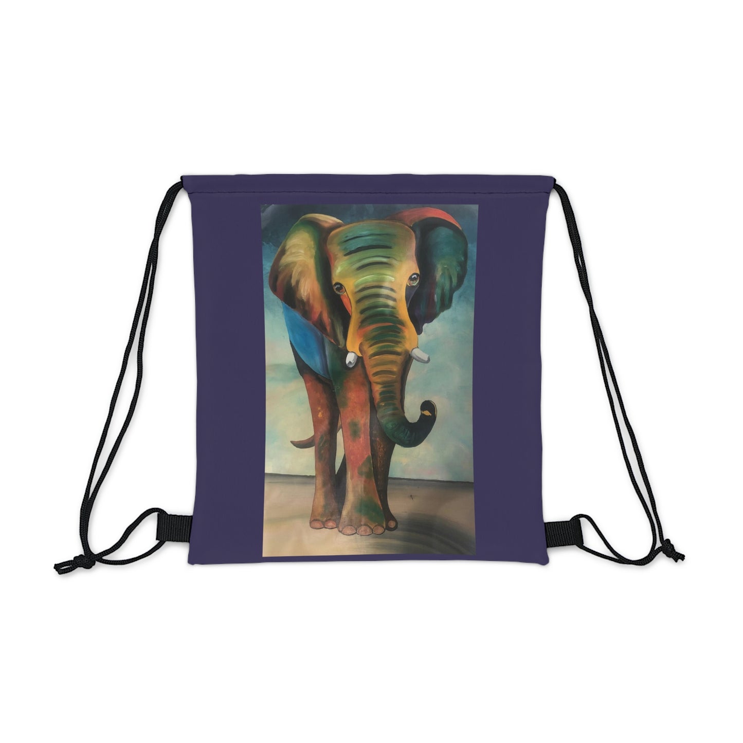 Great African Elephant with Rich Purple trim on a Drawstring Bag