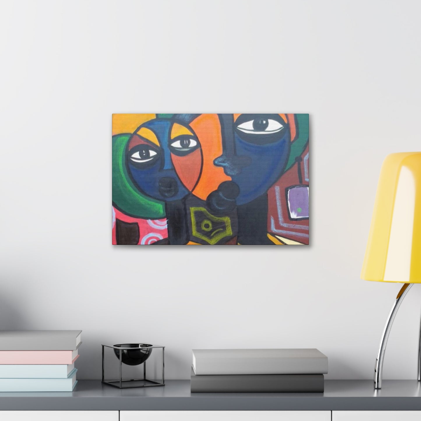 Colorful African Folk Art Painting Canvas with Gallery Style Wrap