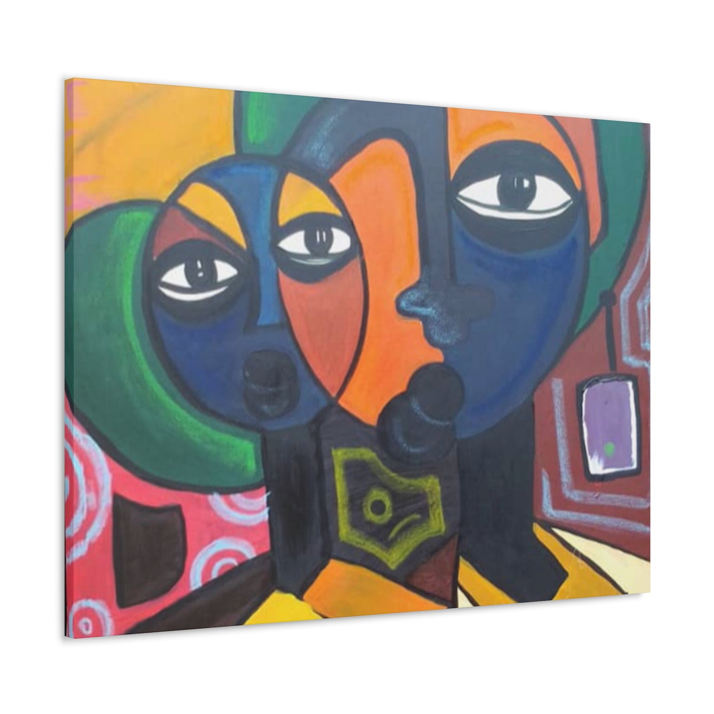 Colorful African Folk Art Painting Canvas with Gallery Style Wrap