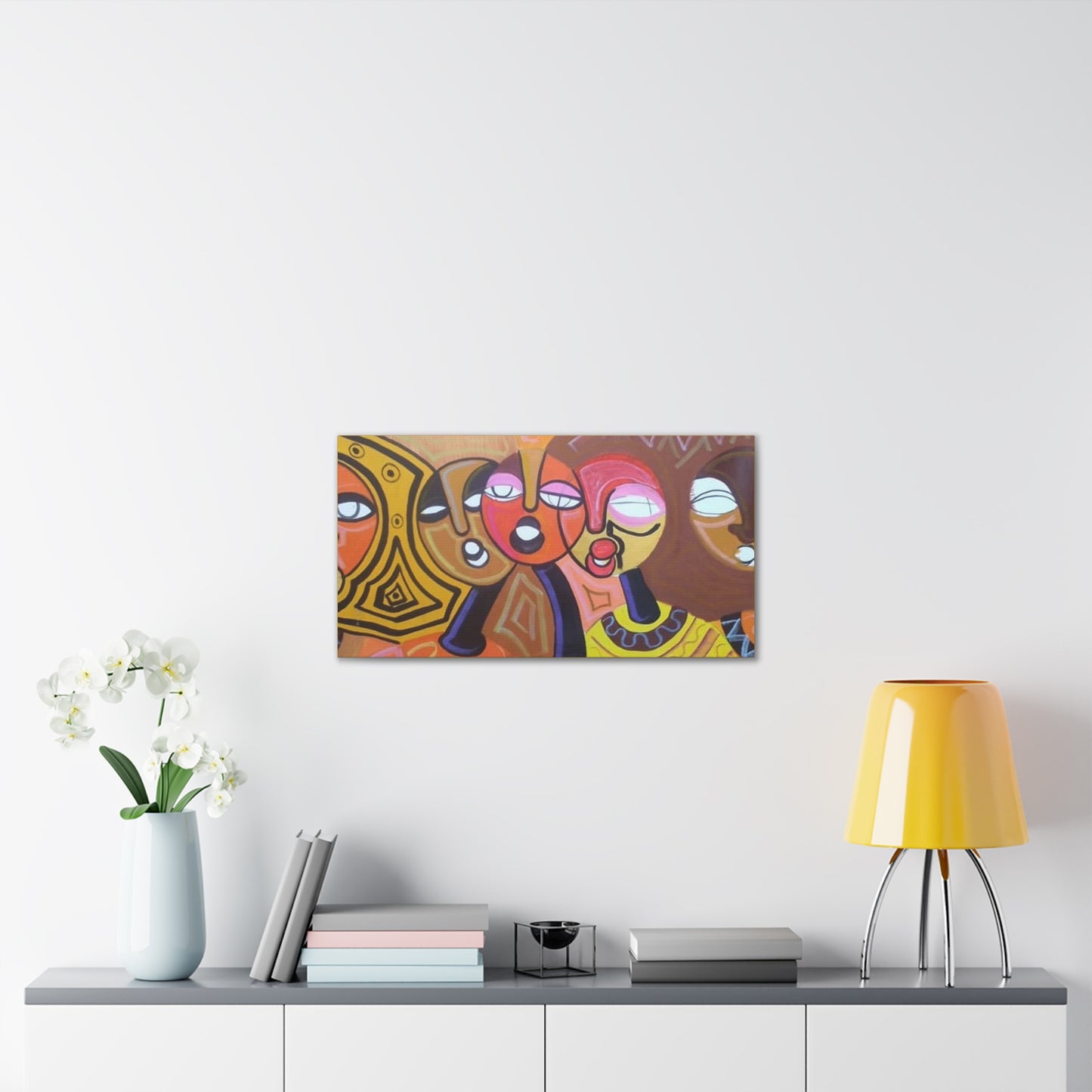 "The Choir" - African Cubism Art by African Artist, Wambi Joseph on a Canvas Stretched, 0.75"