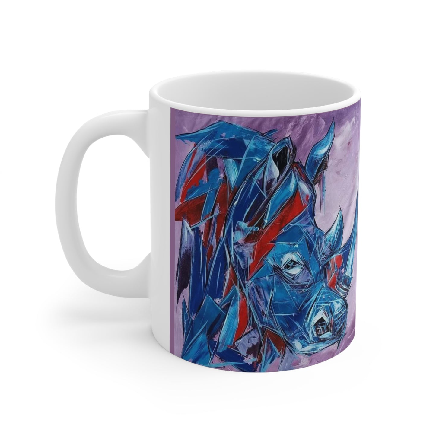 "Blue Rhino" African Artwork by Wambi Joseph on a Ceramic Mug 11oz