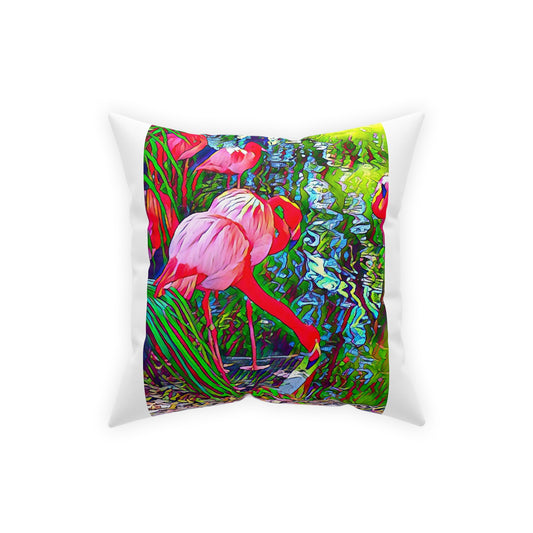 Brilliant, Colorful Flamingo Print on a Broadcloth Pillow