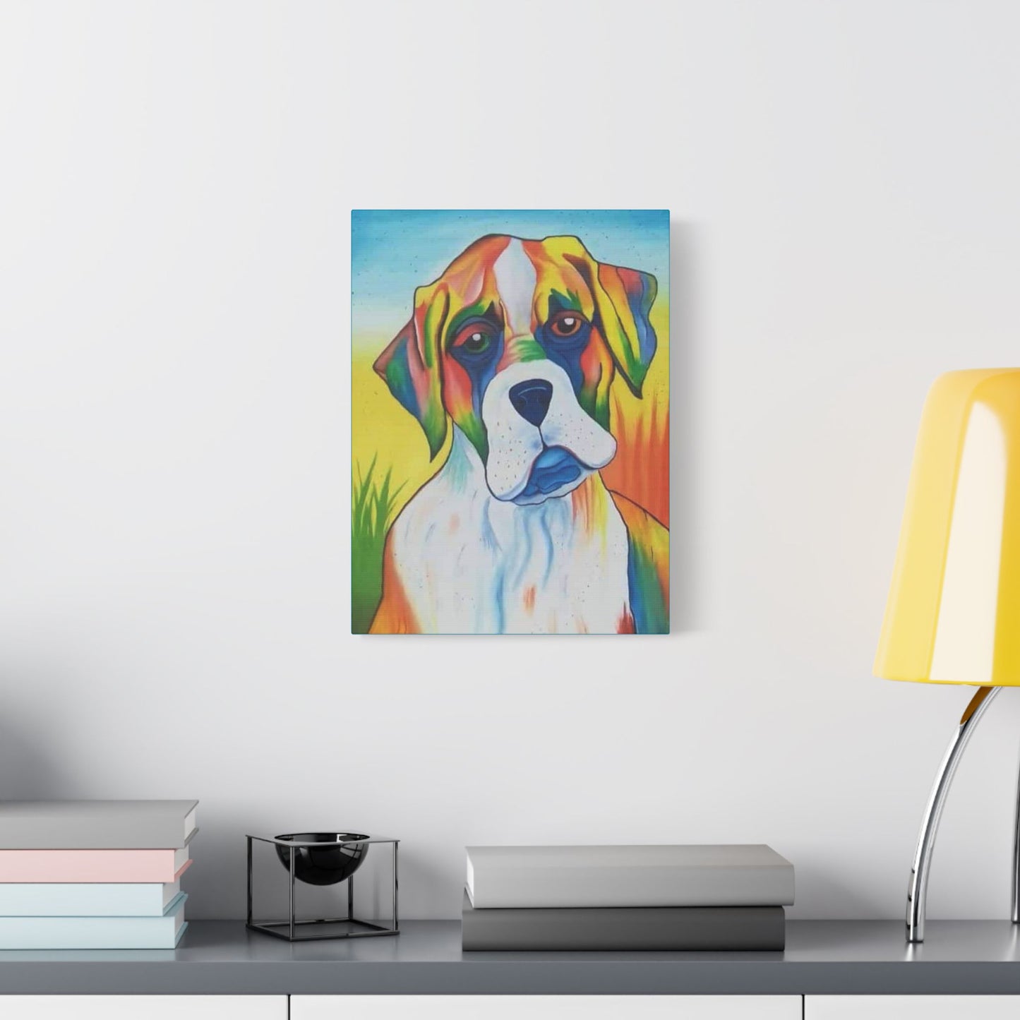 Dog Lovers Puppy Canvas Print in Colorful Array on Satin Canvas, Stretched