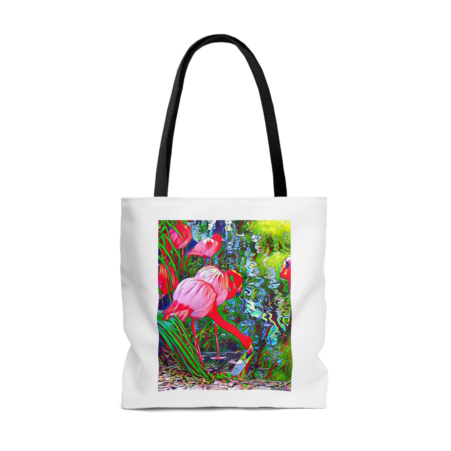 Brilliant and Colorful Flamingo Sporty Beach Tote Bag (AOP)