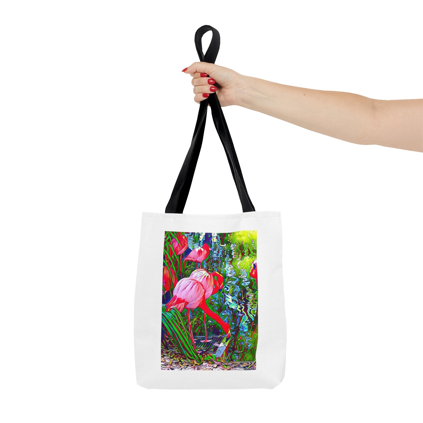 Brilliant and Colorful Flamingo Sporty Beach Tote Bag (AOP)