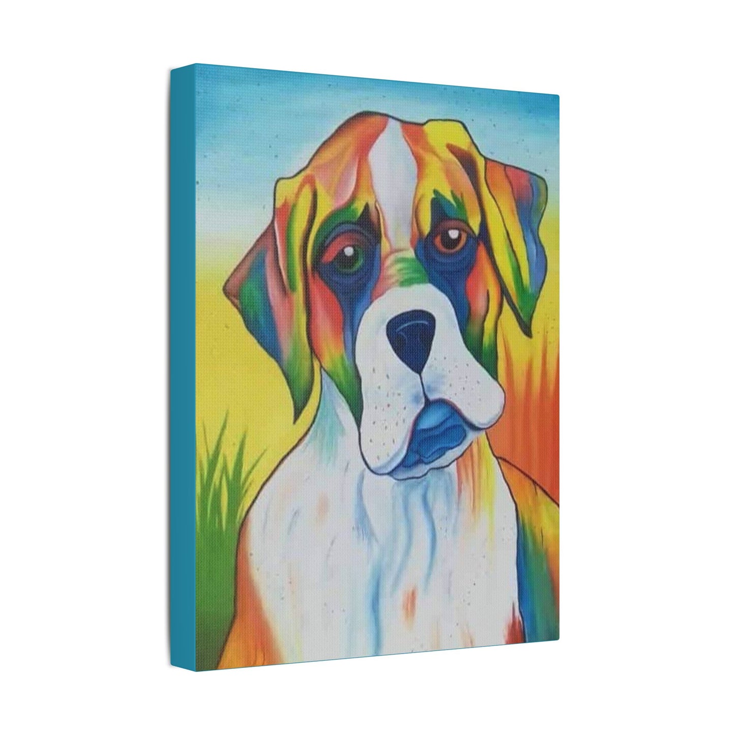 Dog Lovers Puppy Canvas Print in Colorful Array on Satin Canvas, Stretched