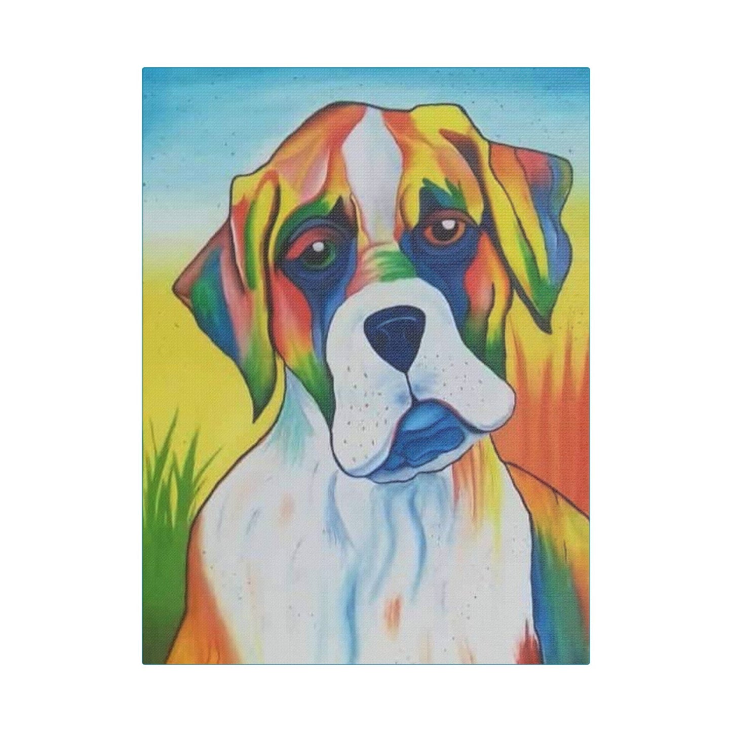 Dog Lovers Puppy Canvas Print in Colorful Array on Satin Canvas, Stretched