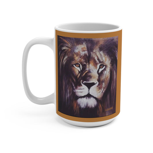 Majestic Lion Ceramic Coffee Mug 15oz  Artwork done by Wambi Joseph