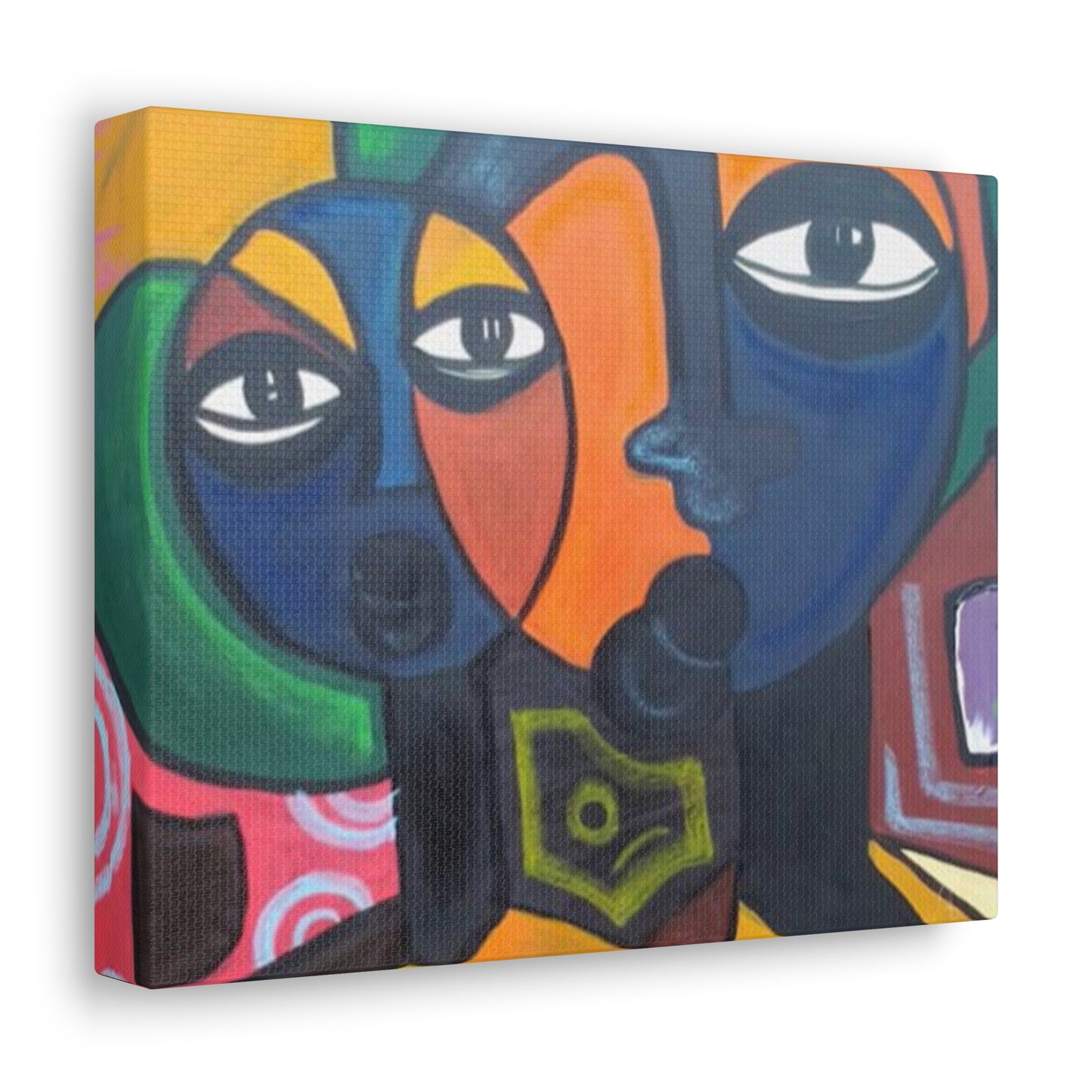 Colorful African Folk Art Painting Canvas with Gallery Style Wrap