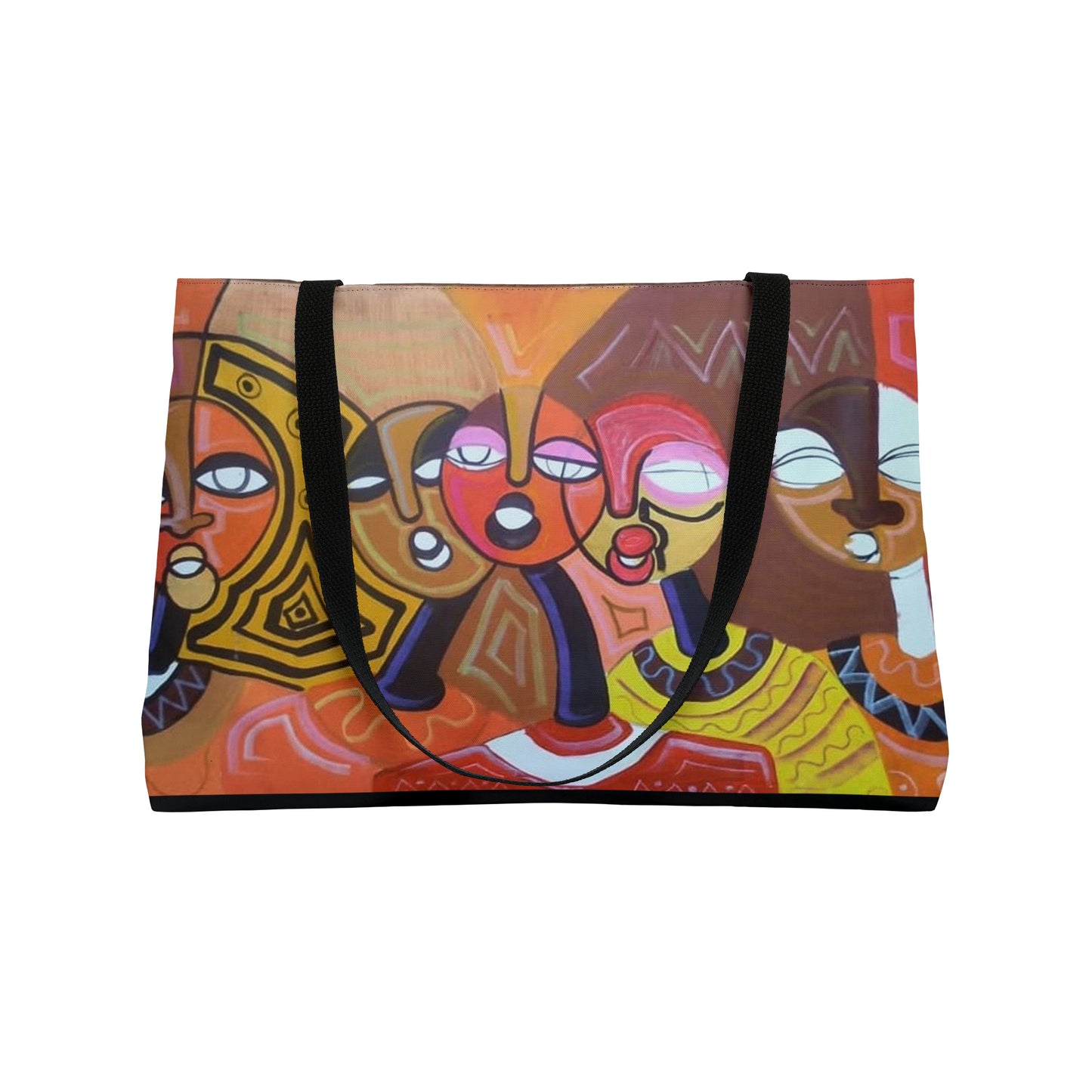 Unique African Artwork, "The Choir" Design on a Weekender Tote Bag:  African Artwork designed by Wambi Joseph