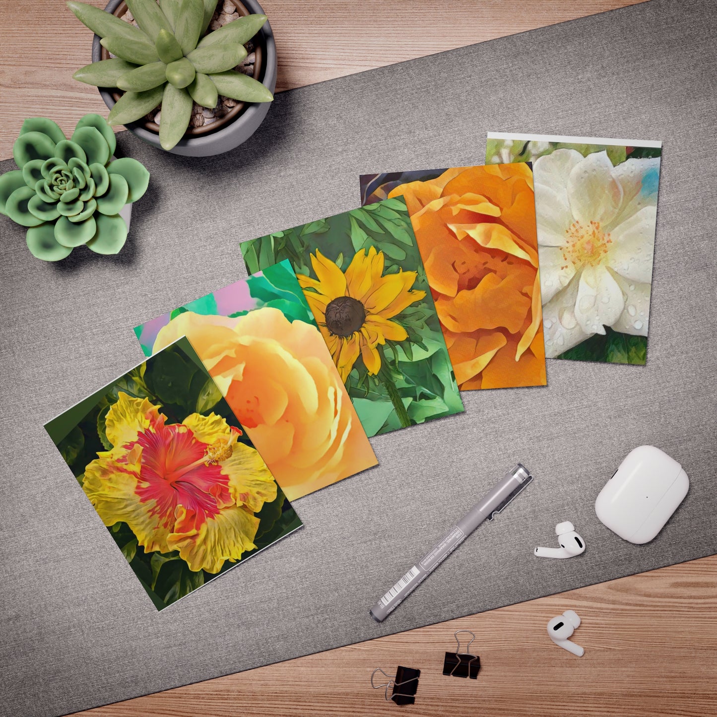Cheerful Floral Notecards will Brighten Someone's Day!  Multi-Design Greeting Cards (5-Pack) - Blank inside
