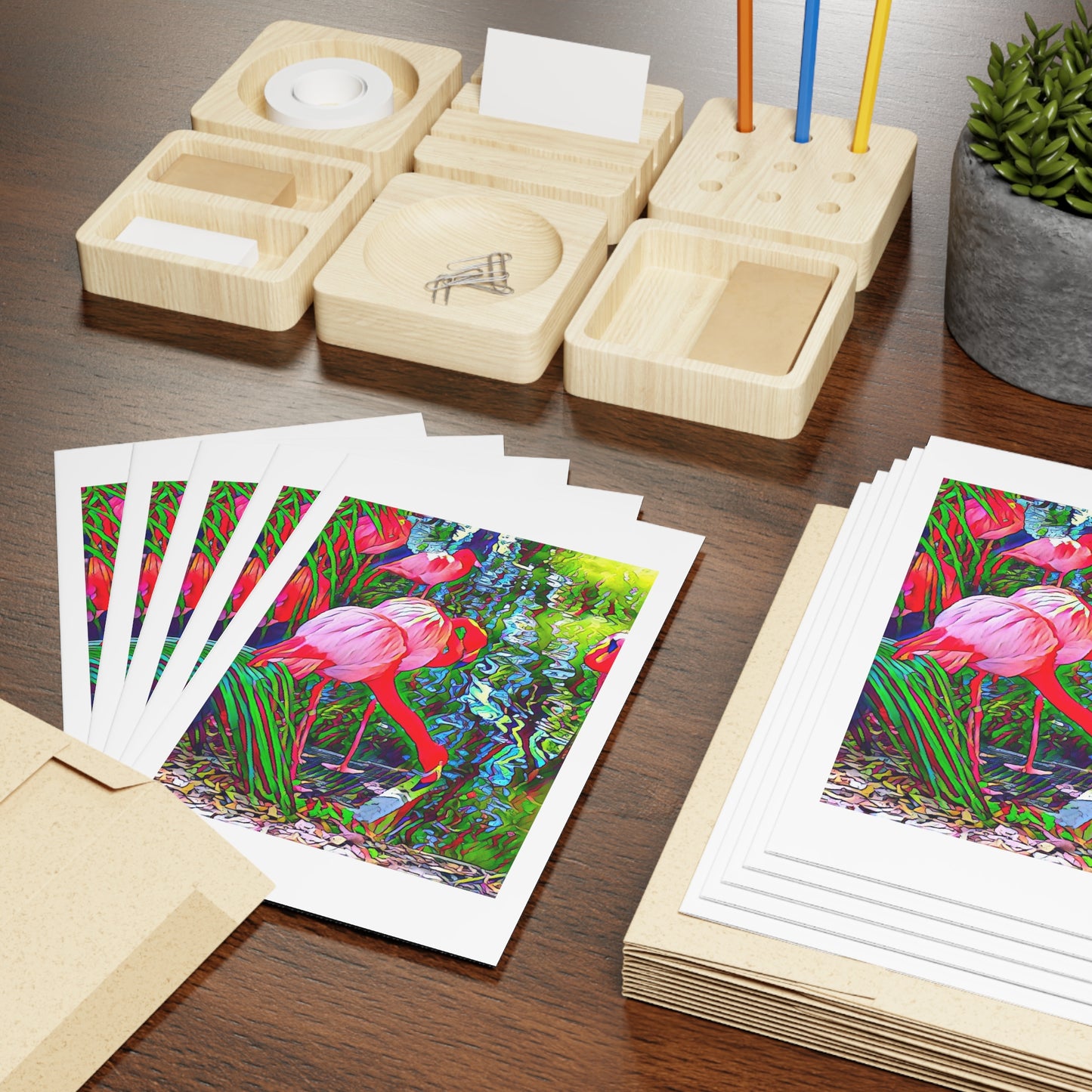 Beautiful Flamingo Greeting Cards (1 or 10-pcs)