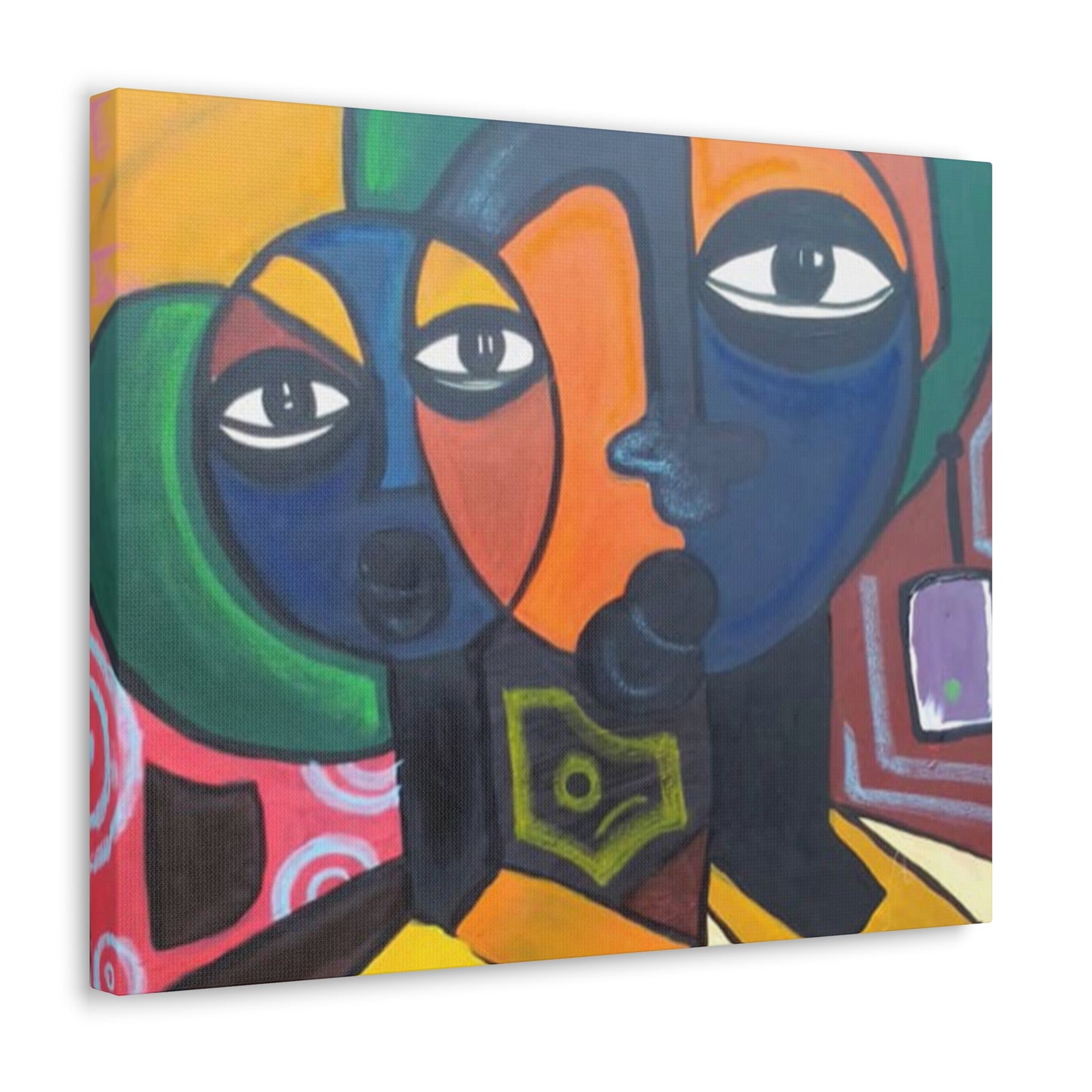 Colorful African Folk Art Painting Canvas with Gallery Style Wrap