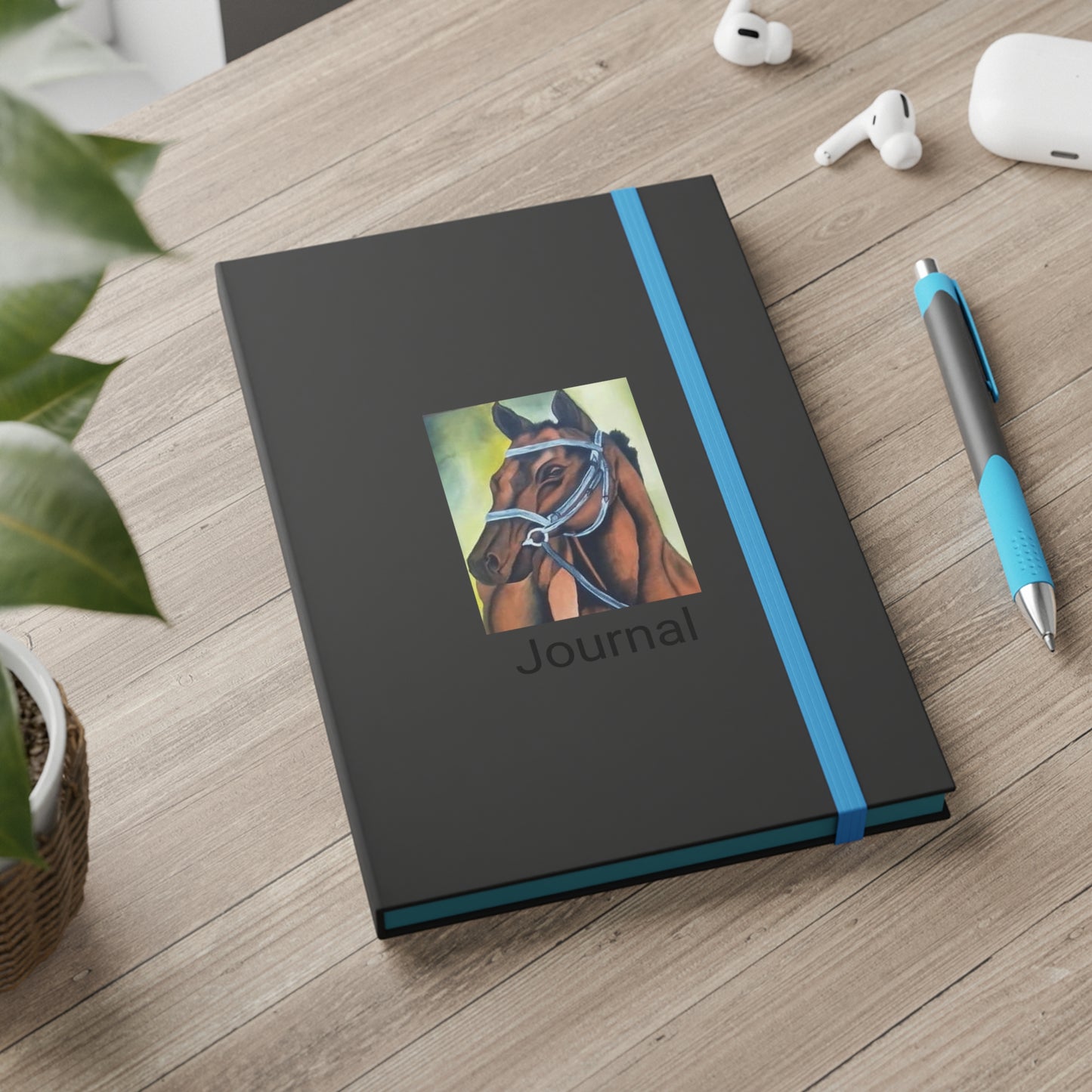 "The Mare" Horse cover Journal Notebook with 192 Color Contrasting Edged Pages Artwork designed by African Artist, Wambi Joseph