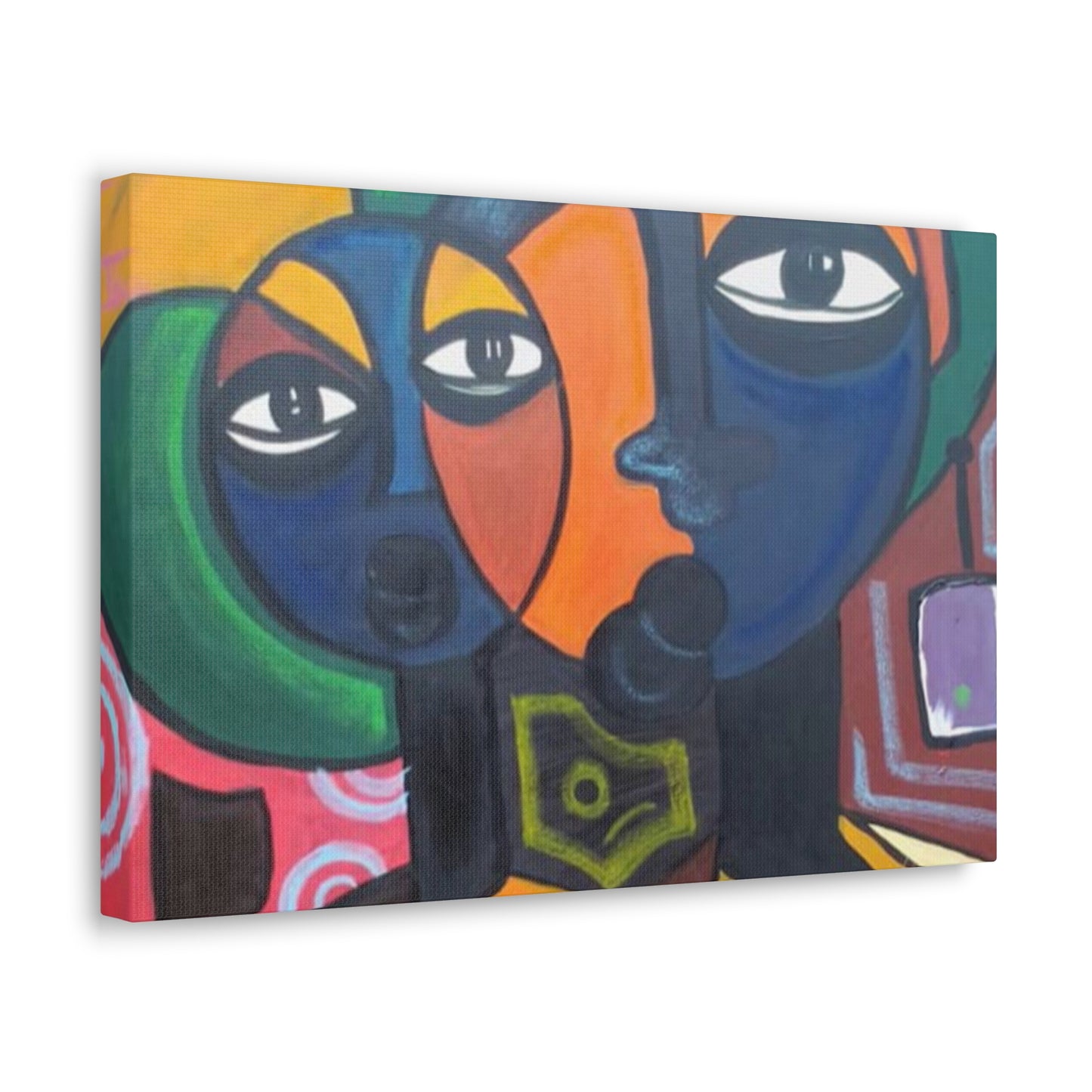 Colorful African Folk Art Painting Canvas with Gallery Style Wrap