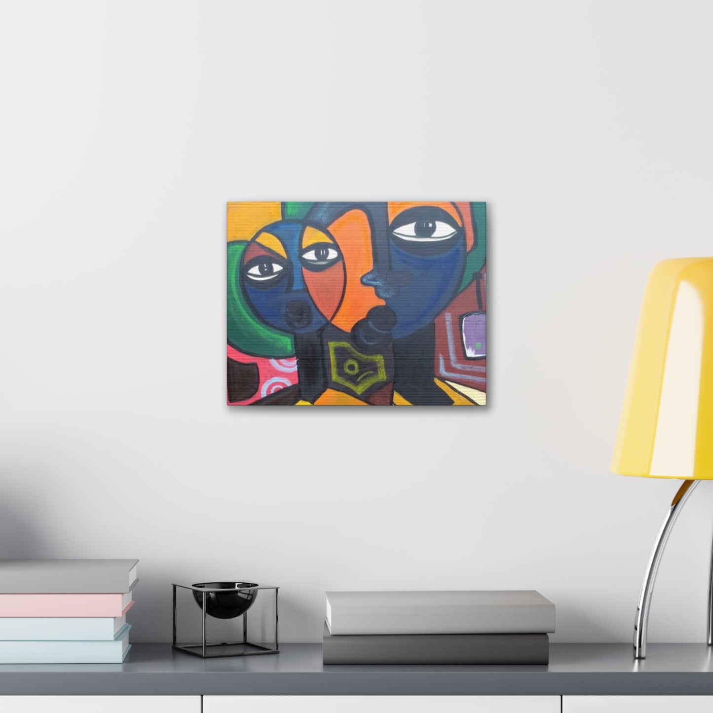 Colorful African Folk Art Painting Canvas with Gallery Style Wrap