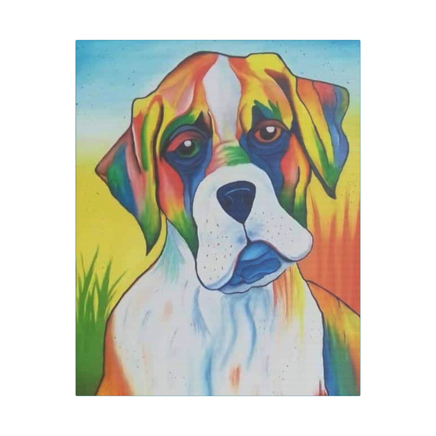 Dog Lovers Puppy Canvas Print in Colorful Array on Satin Canvas, Stretched