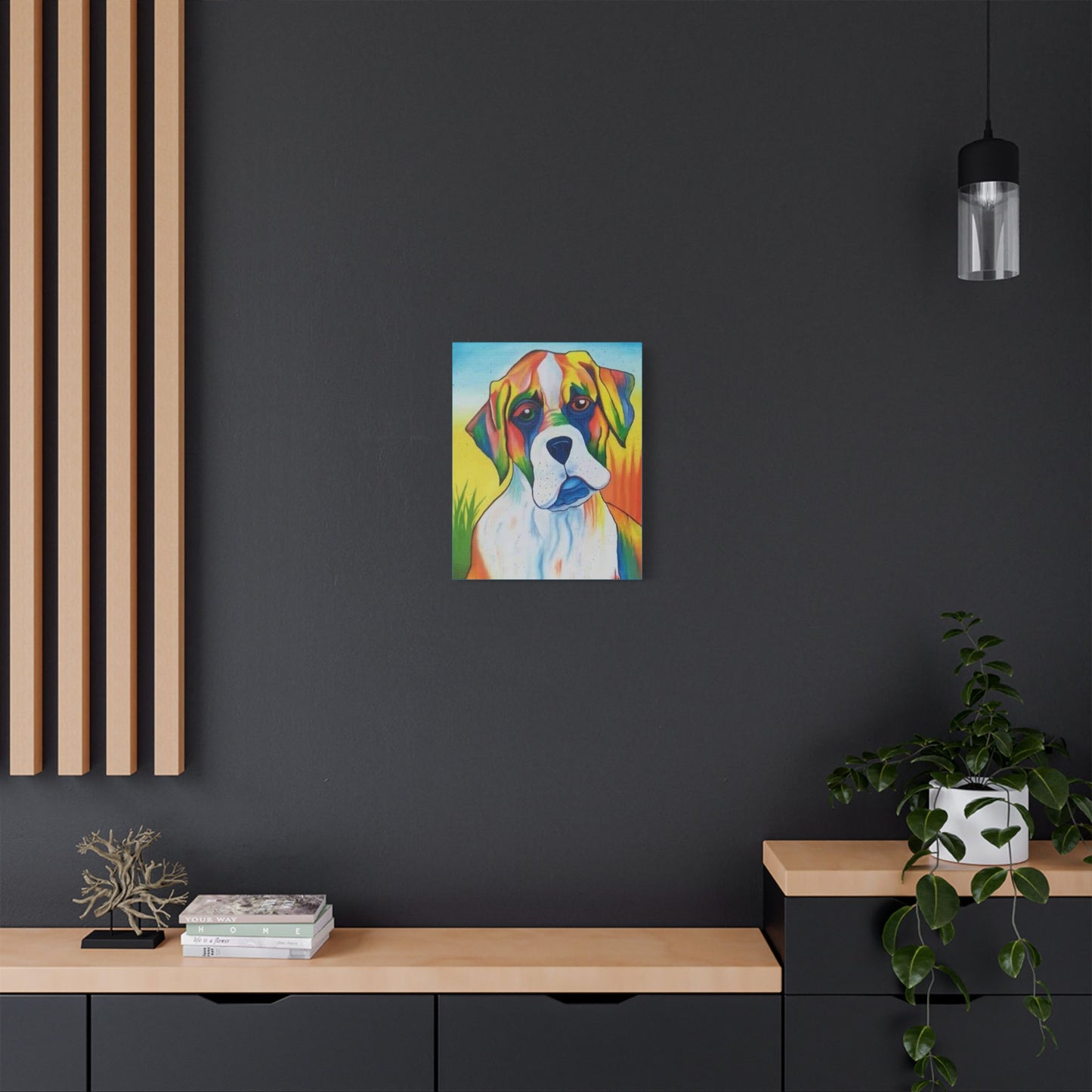 Dog Lovers Puppy Canvas Print in Colorful Array on Satin Canvas, Stretched