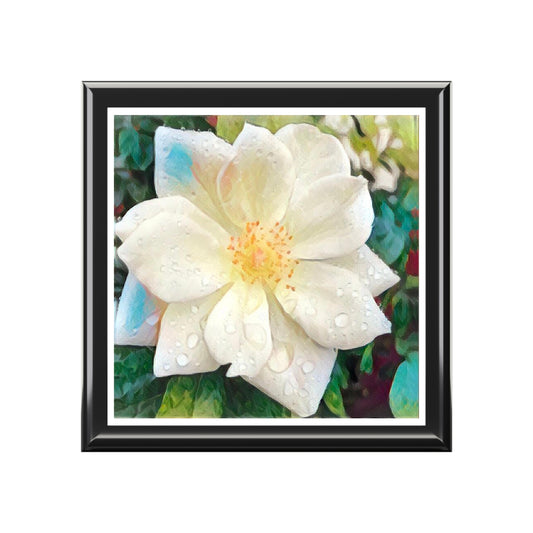 Eloquent White Rose Floral Jewelry Box