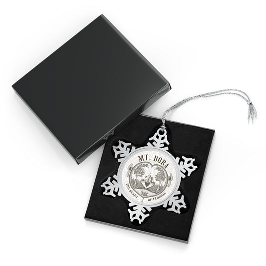 "Mt. Dora - The Heart of Florida"   3" Pewter Snowflake Ornament