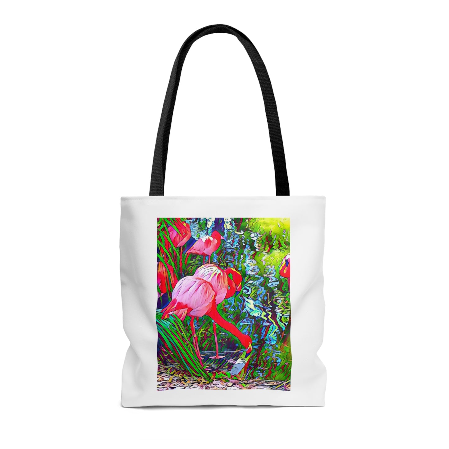 Brilliant and Colorful Flamingo Sporty Beach Tote Bag (AOP)