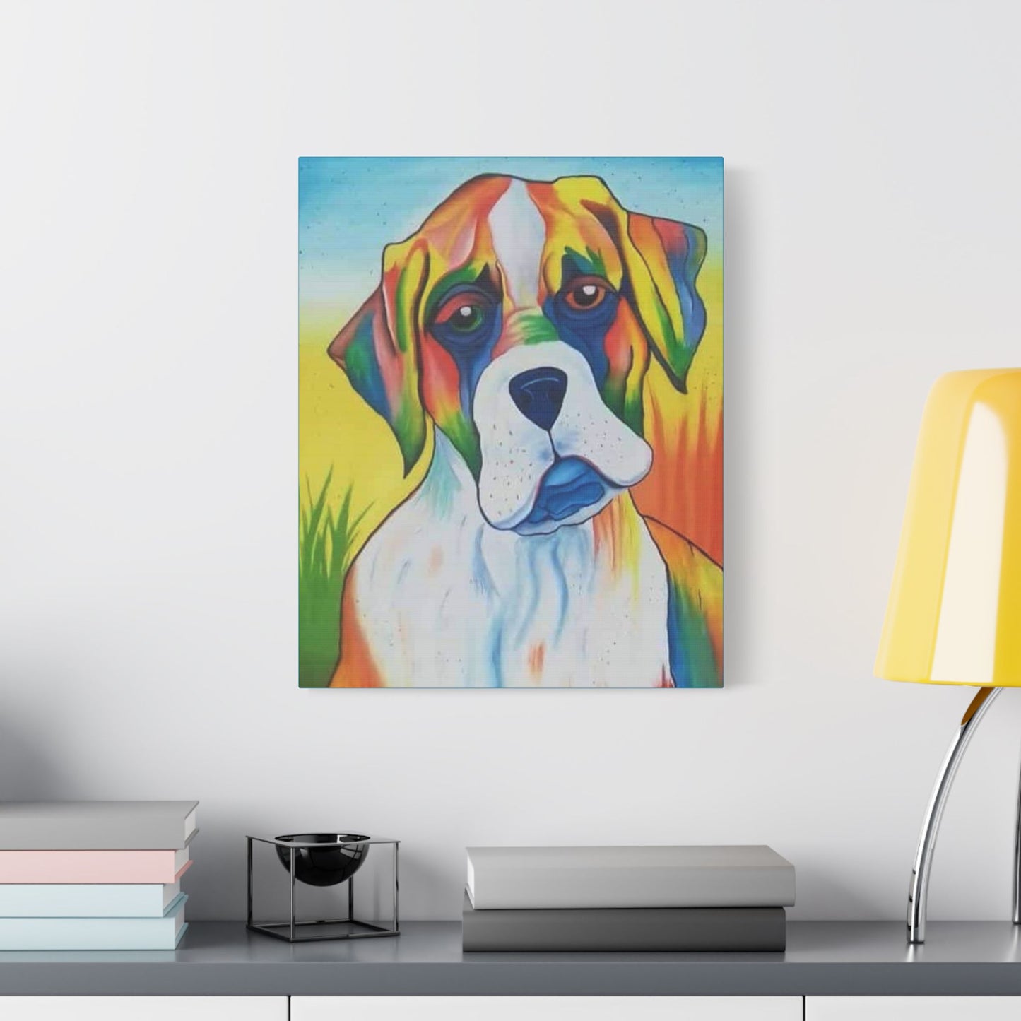 Dog Lovers Puppy Canvas Print in Colorful Array on Satin Canvas, Stretched