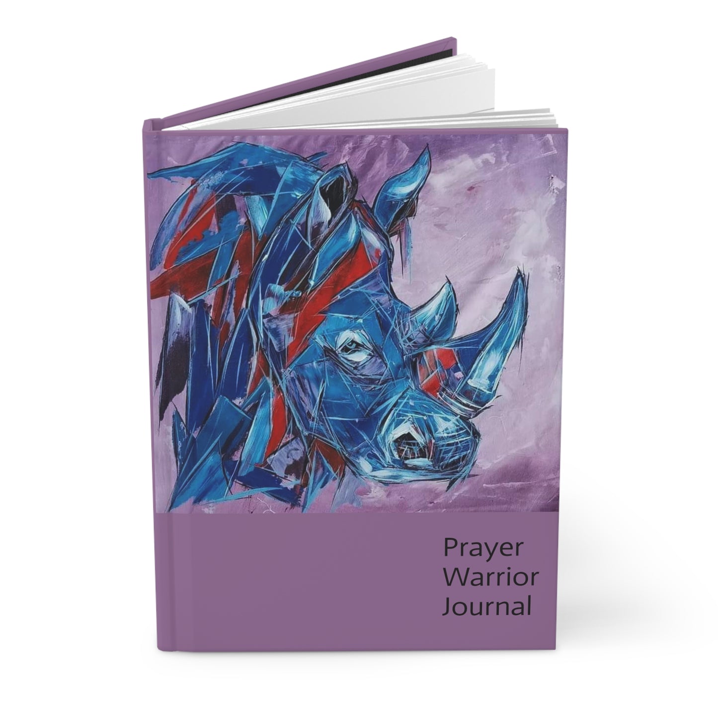 Prayer Warrior Journal with African Blue Rhino in a Hardcover Journal with African artwork designed and created by Wambi Joseph