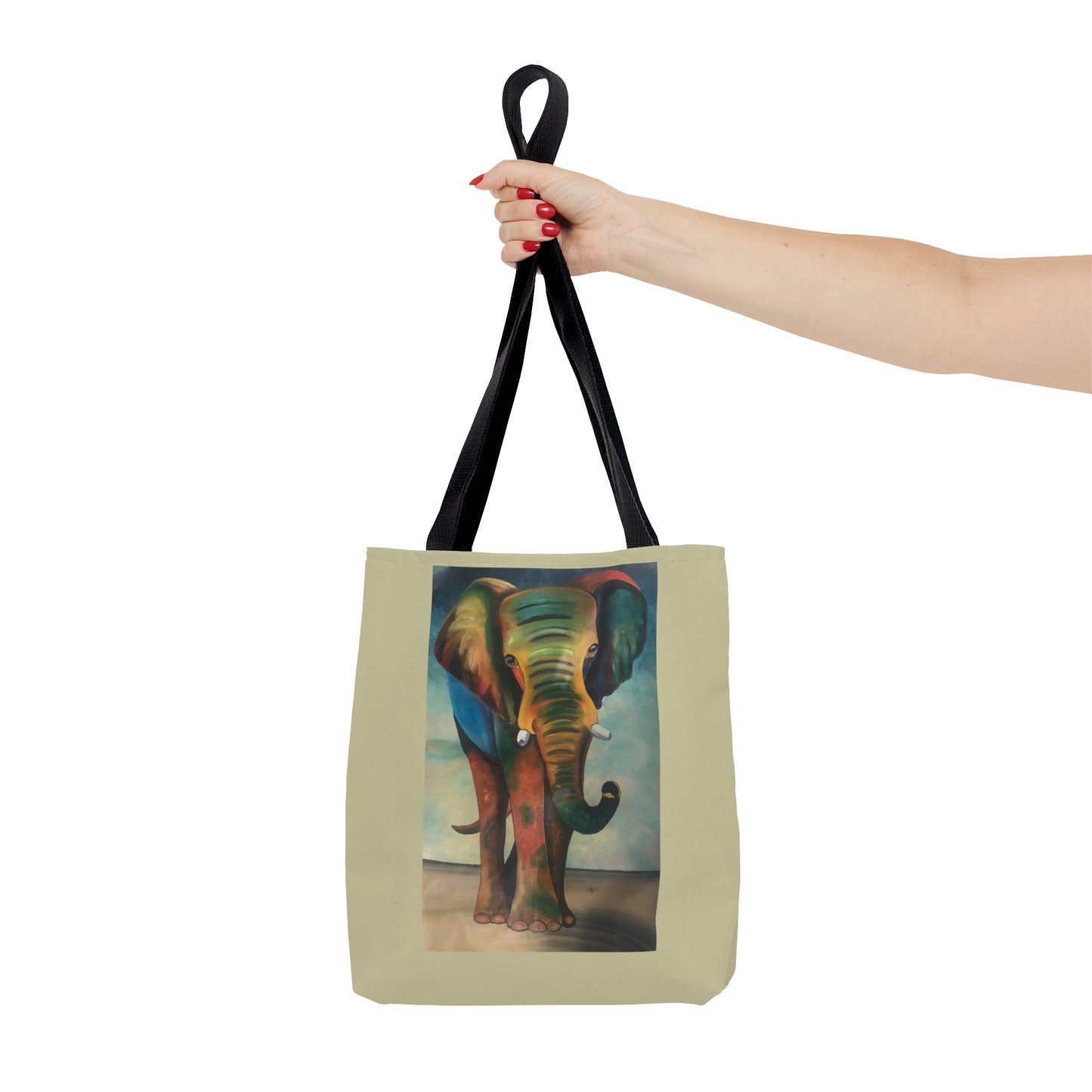 Pebble Sand Colored African Elephant Tote Bag Artwork created by African Artist, Wambi Joseph