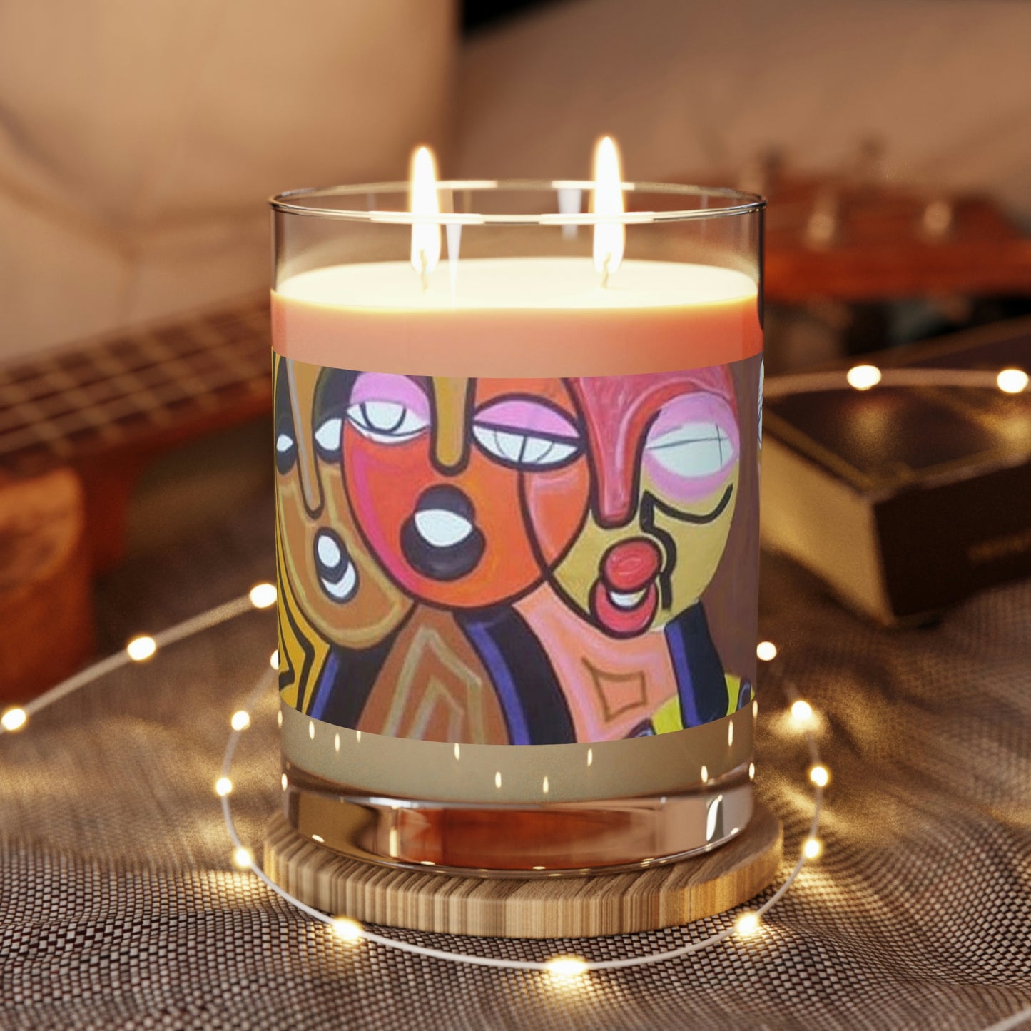 African Cubism Art by Wambi Joseph, - Scented Candle - Full Glass, 11oz