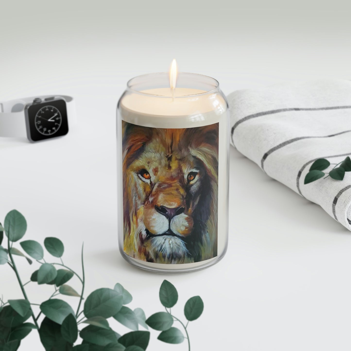 African Lion by African Artist, Wambi Joesph - Scented Candle, 13.75oz