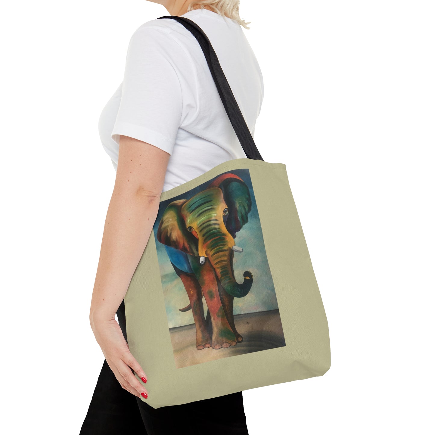 Pebble Sand Colored African Elephant Tote Bag Artwork created by African Artist, Wambi Joseph