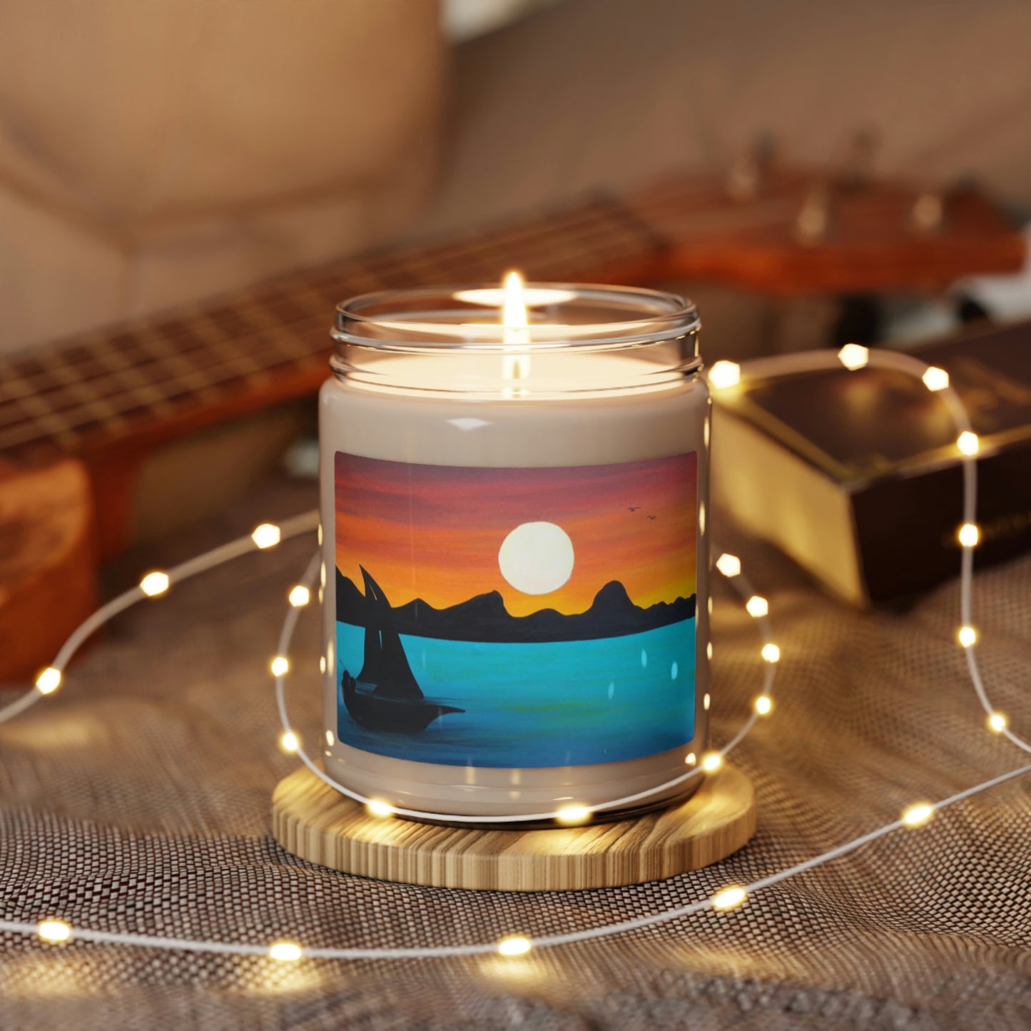 "Sunset on the Nile River"  by African Artist, Wambi Joseph - Scented Soy Candle, 9oz
