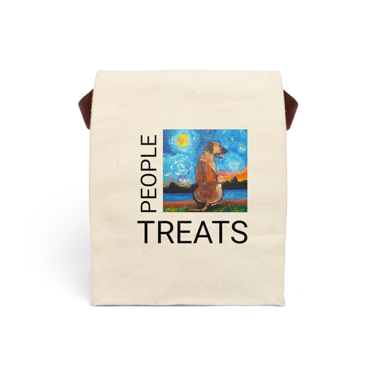 "People Treats" Canvas Lunch/Snack Bag With Strap with "Dog-Day Afternoon" Artwork created by African Artist, Wambi Joseph