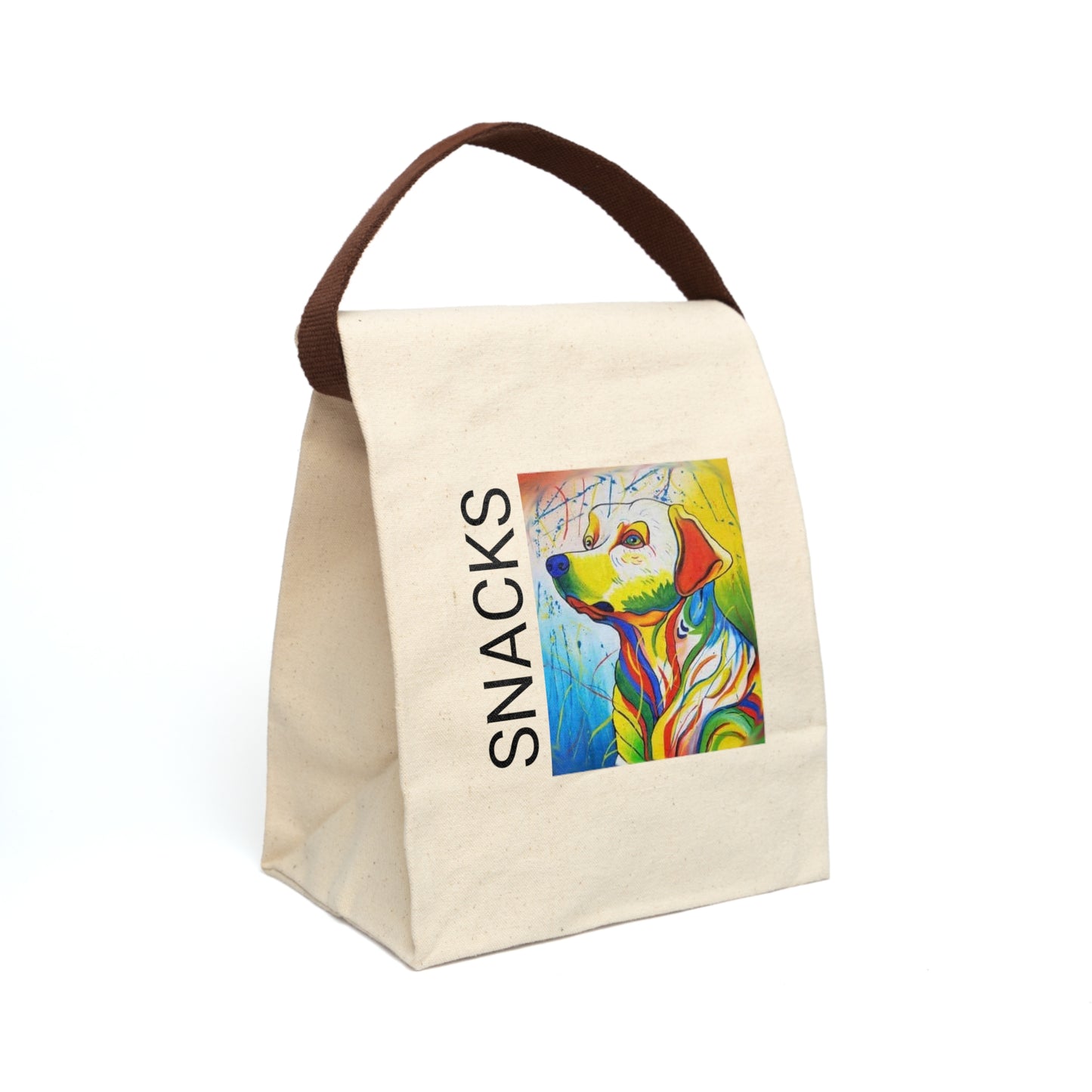 Colorful Dog Canvas Lunch/Snack Bag With Strap